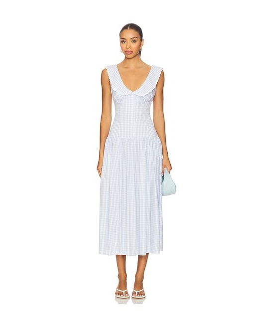LPA White Brigette Midi Dress