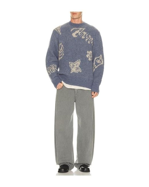 Oas Blue Symo Pino Crewneck Sweater for men