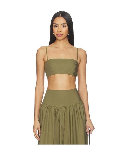 Susana Monaco Green X Revolve Poplin Crop String Top