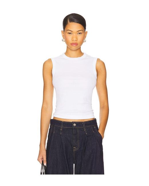 Enza Costa White Ärmelloses T-Shirt Im New-Classic-Stil