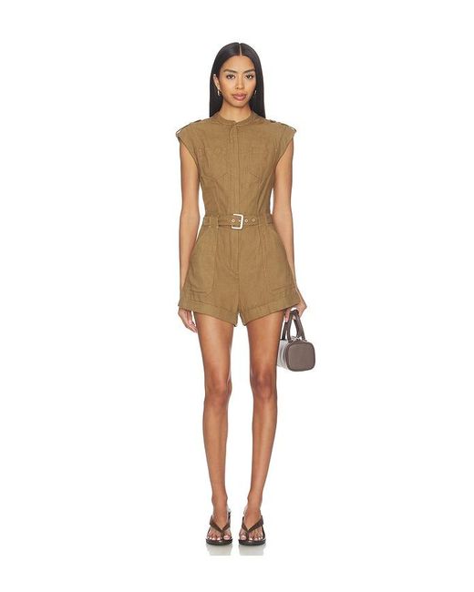 Jonathan Simkhai Natural Tinka Belted Romper