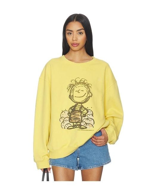 Vintage Heavy Yellow X Peanuts Pig Pen Friends Crewneck Sweater for men