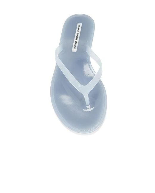 Black Suede Studio White Flip Flops Crystal