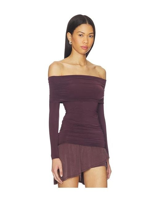 Wolford Purple Sheer Drape Top Long Sleeves