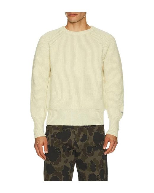 AFTER PRAY Natural Rover Patched Knit Crew Neck Sweater for men