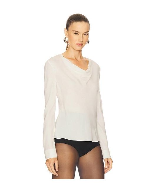 Theory White Long Sleeve Blouse