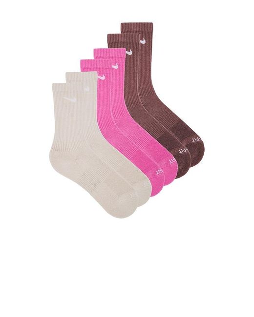 Nike Pink Everyday Plus Cushioned 3 Pack Training Crew Socks