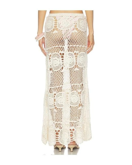 Indah Natural Allegra Solid Flower Maxi Skirt