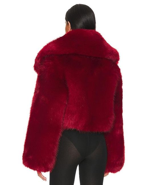 Adrienne Landau Red Faux Fur Jacket