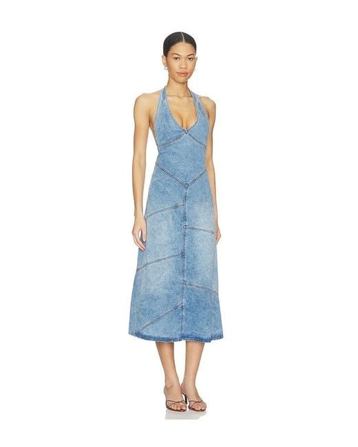 EB DENIM Blue Delphi Pieced Halter Dress