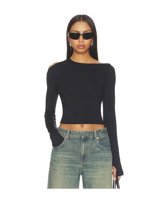 Helmut Lang Black Asymmetrical Cutout Top