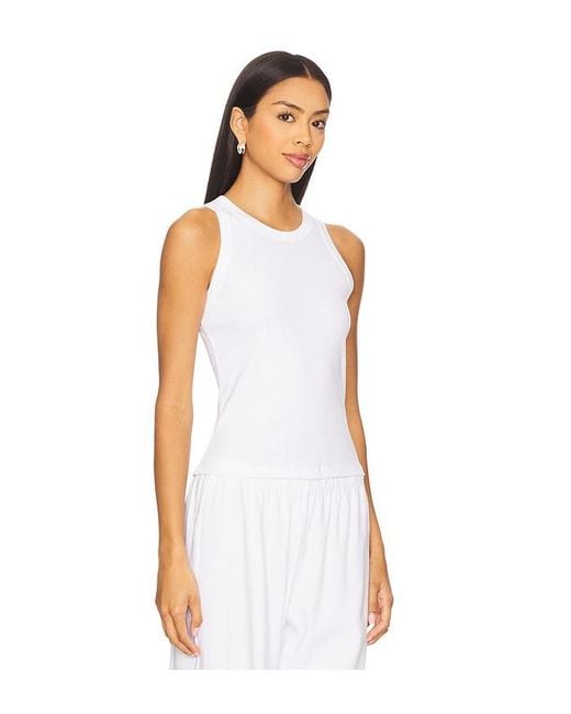Leset White Nando High Neck Tank Top