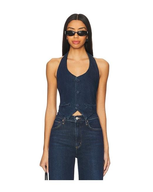 GOOD AMERICAN Denim ホルターベスト Blue