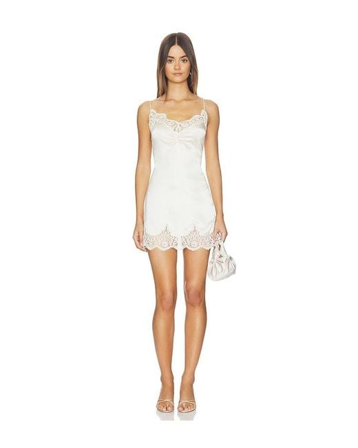 Tularosa White Lio Silk Mini Dress