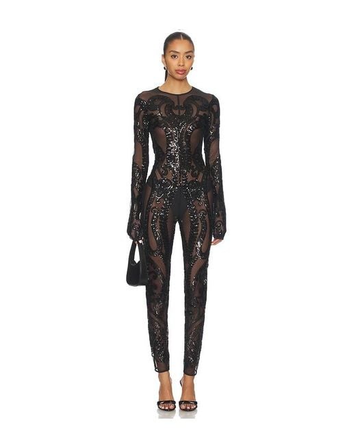 Norma Kamali Black Long Sleeve Crew Neck Catsuit
