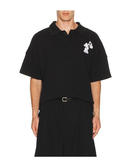 Rhude Black Pique Boxy Polo Shirt for men