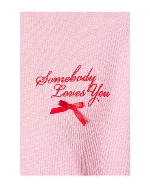 The Mayfair Group Pink Somebody Love You Waffle Crewneck Sweatshirt