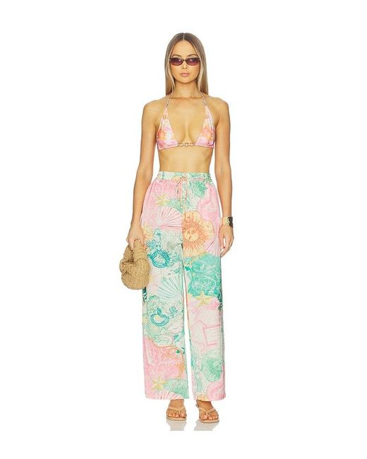Kulani Kinis Green Draw String Resort Wide Leg Pant
