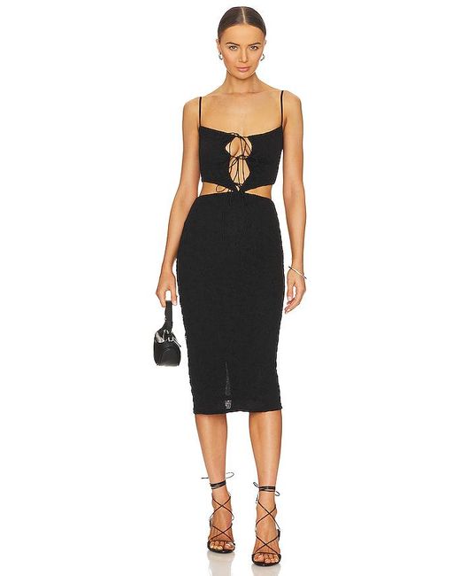 Camila Coelho Black Ebony Midi Dress
