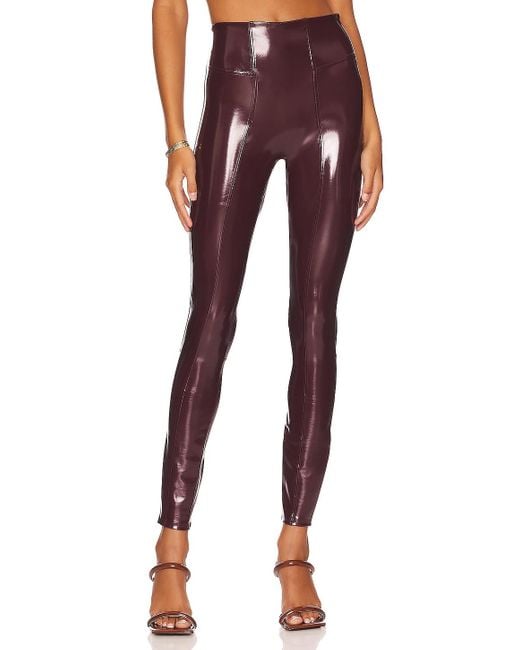Spanx Faux Patent Leather Leggings in Red | Lyst