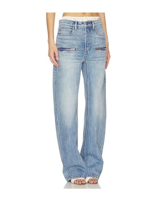 Alexander Wang Blue Silk Prestyle Float Jeans With Horizontal Zips