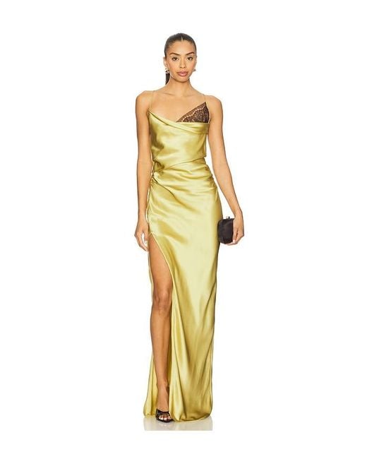 The Sei Metallic Lace Inset Cowl Gown