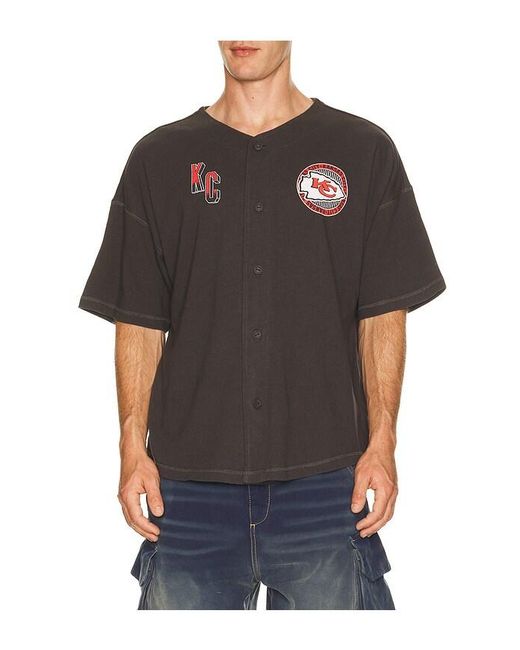Junk Food Black Chiefs Baseball Jersey for men
