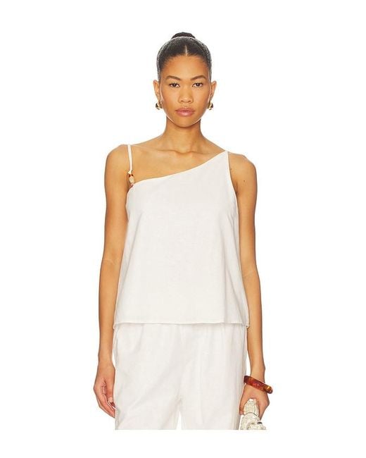 SNDY'S White Ismene One Shoulder Top