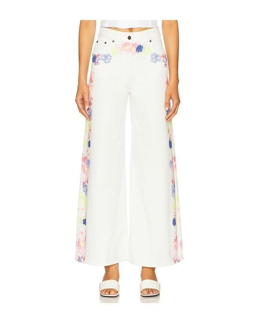MSGM White Printed Wide Leg Pants