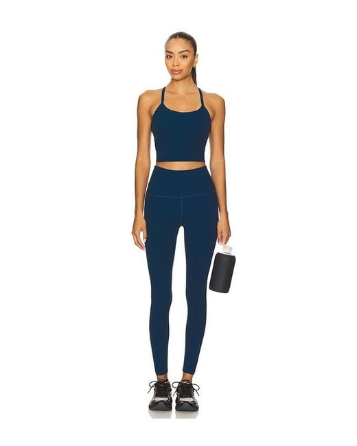Beyond Yoga Blue Spacedye Slim Racerback Cropped Tank Top