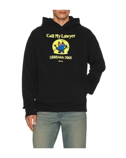 Market Black Smiley Call My Lawyer Bear Hoodie for men