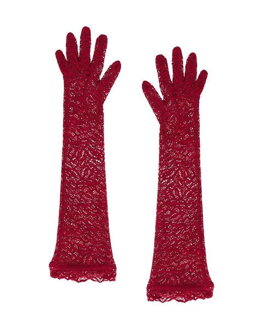 Beaufille Red Stretch Lace Elbow Gloves
