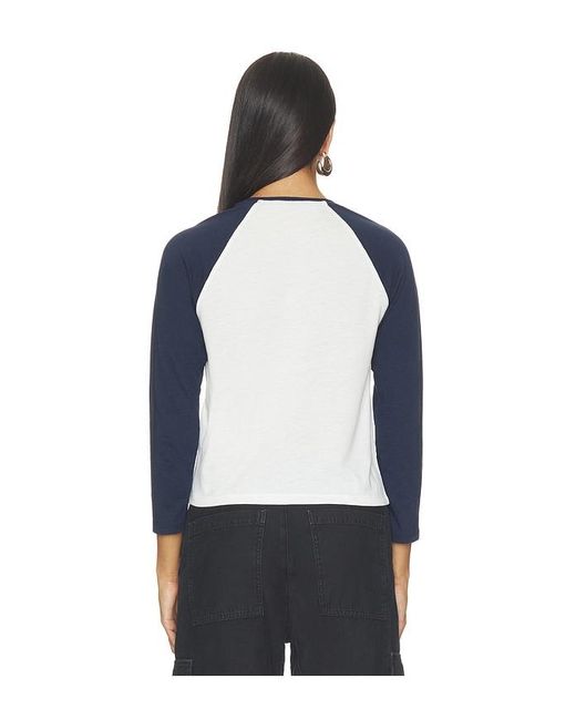 GOOD AMERICAN Blue Long Sleeve Raglan Tee