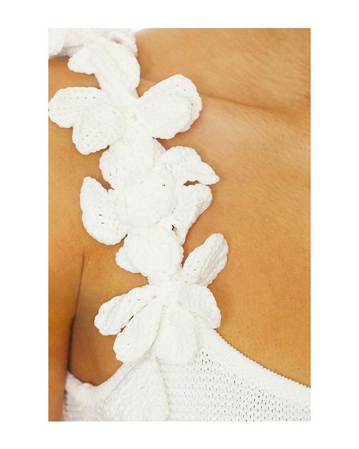 AMUR White Deedra Floral Knit Midi Dress