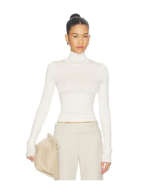 ÉTERNE White Fitted Turtleneck Top