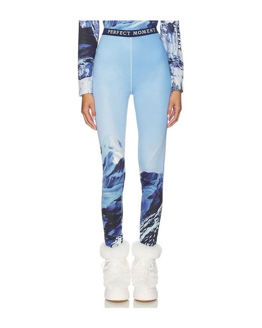 Perfect Moment Blue Printed Base Layer Leggings