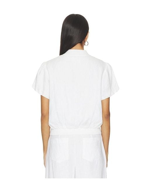 Sanctuary White Everly Linen Bomber Top