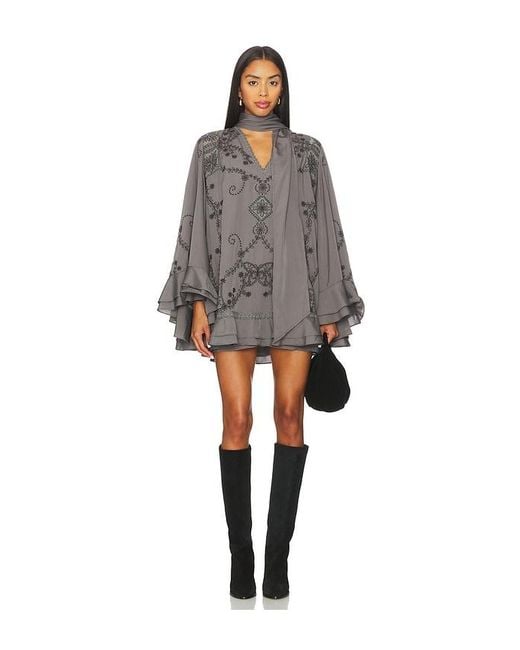Free People Gray Bali September Sun Mini Dress