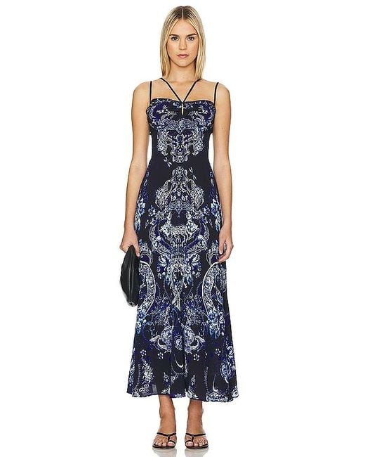 Camilla Blue Strappy Midi Dress