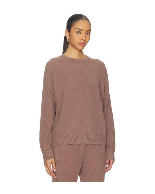 Eberjey Brown Boucle Crew Neck Pullover