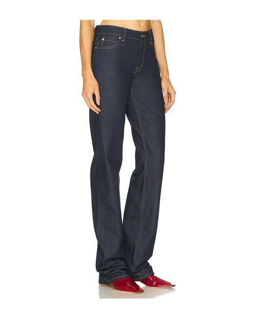 GRLFRND Blue Graham Low Rise Straight Cuffed