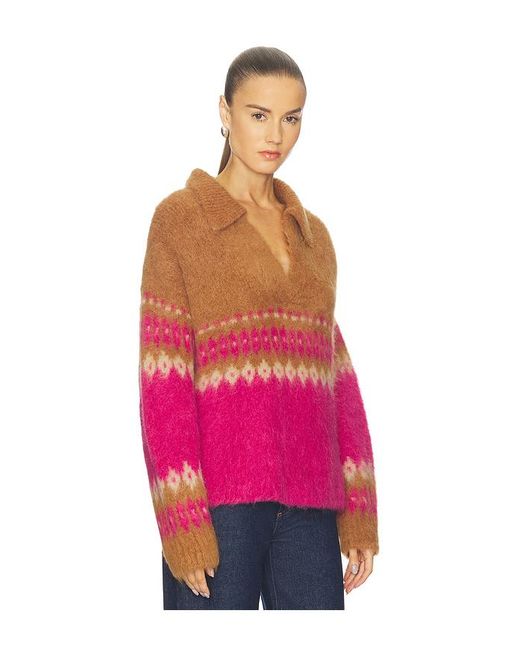 NAADAM Red Italian Luxe Brushed Fair Isle Polo