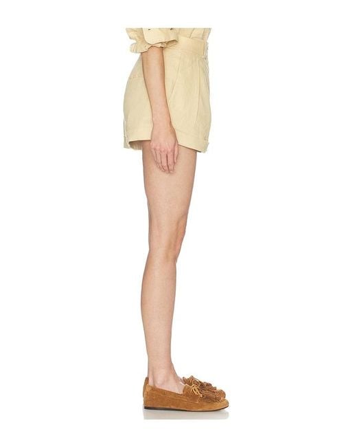 Helsa Natural Washed Linen Pleated Short