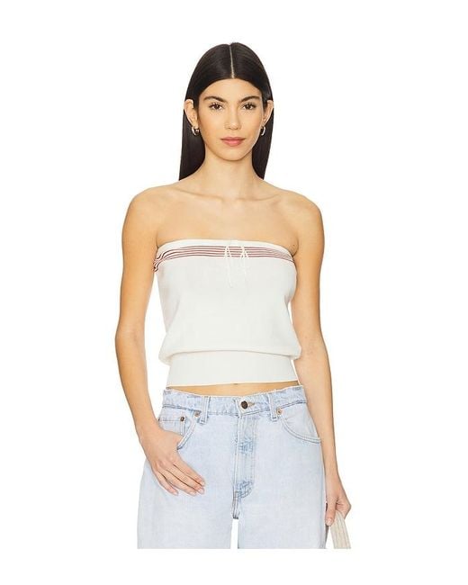 Faithfull The Brand White Arlette Strapless Top