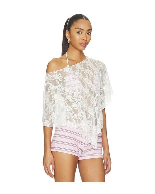 Frankie's Bikinis White X Paige Lorenze Romantic Lace Blouse