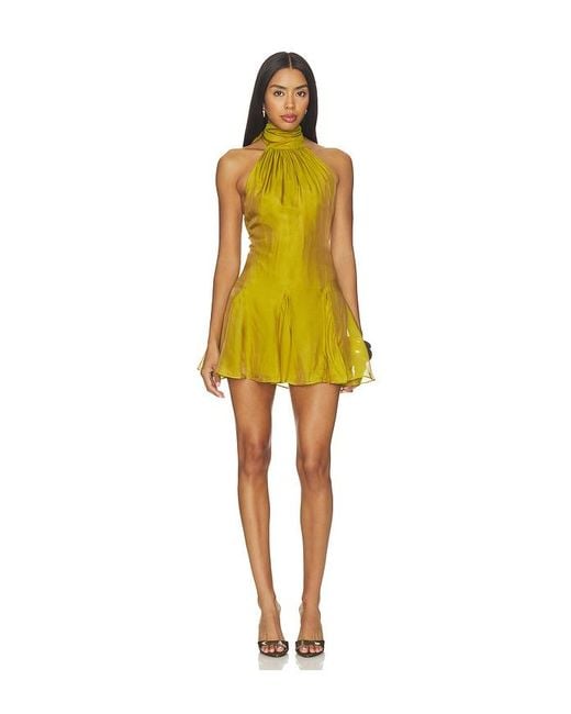 retroféte Yellow Lilacine Chiffon Dress