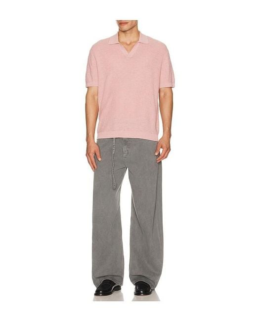 Theory Pink Brenan Pacific Linen Polo for men