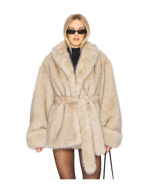 Lovers + Friends Natural Margot Faux Fur Coat