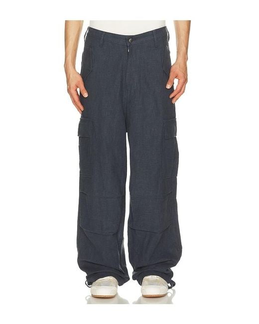 Rhude Black Linen Parachute Pant for men