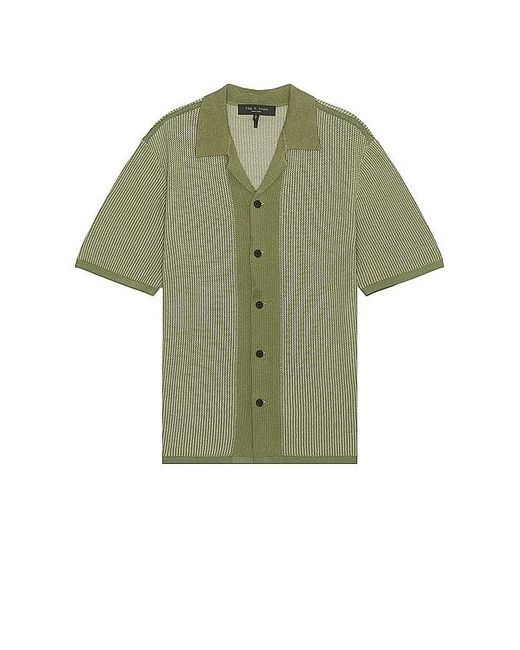 Rag & Bone Green Harvey Knit Camp Shirt for men